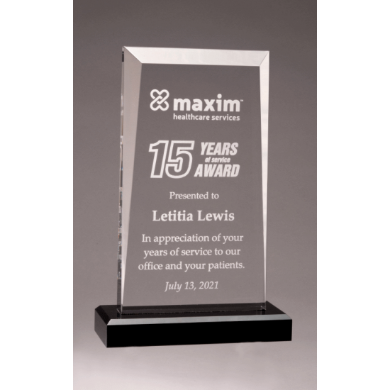 Apex Series Clear Acrylic Award with Black Base