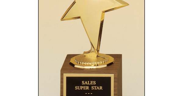 Modern Silver Star Achievement Awards Trophies 5 sizes FREE Engraving 