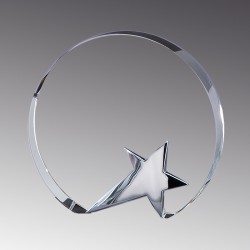 Circle with Star Base Crystal  Award