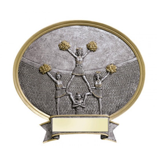 Resin Shield Cheerleader 6.5" x 6" Trophy