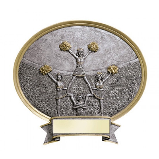Resin Shield Cheerleader 6.5" x 6" Trophy Resin Shield Cheerleader 6.5" x 6" Trophy