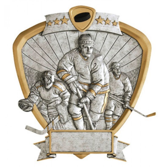 Resin Shield Hockey 8.5" x 8" Trophy Resin Shield Hockey 8.5" x 8" Trophy