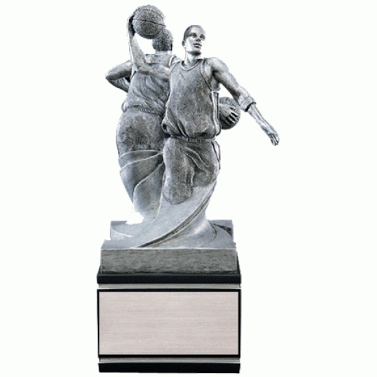 Double Action 9" Resin Sculpture Basketball Trophy