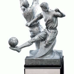 Double Action 9" Resin Sculpture Soccer Trophy