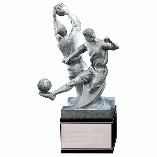 Double Action 9" Resin Sculpture Soccer Trophy