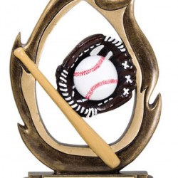 Flame Resin Sculpture Baseball Trophy