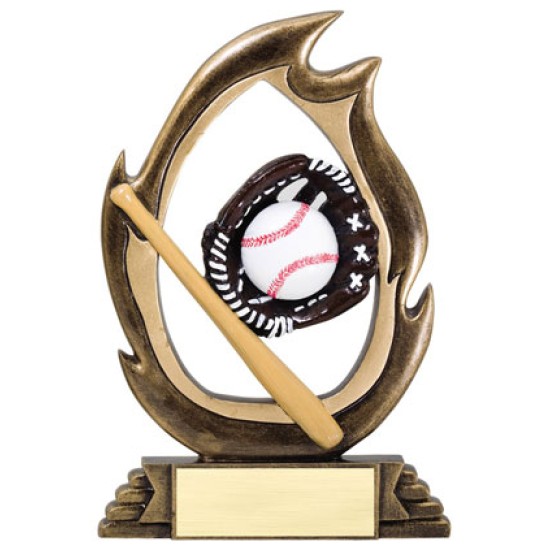 Flame Resin Sculpture Baseball Trophy