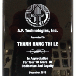 Black High Gloss  plaque with White Imprint