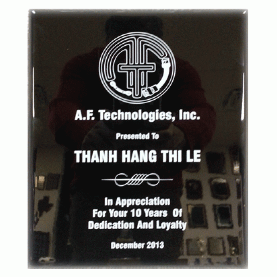Black High Gloss  plaque with White Imprint