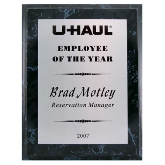 Black marble plaque with single plate. Black marble plaque with single plate.