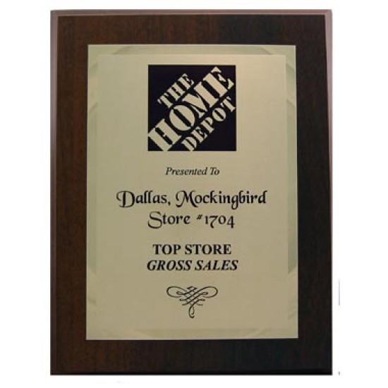 Solid walnut plaque with double plates. Solid walnut plaque with double plates.
