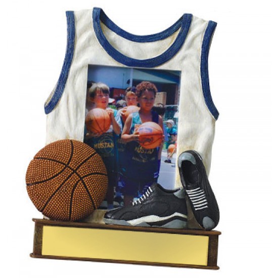 Painted Photo Jersey Resin Basketball Trophy