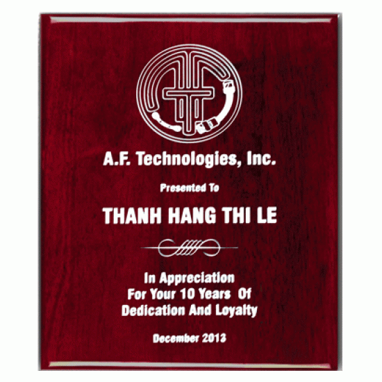 Rosewood plaque with White Imprint Rosewood plaque with White Imprint