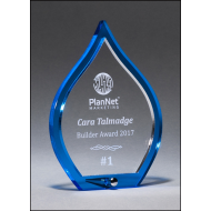 Blue Flame Acrylic with Clear Pop-Out Center and Silver Metal Post