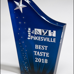 Freestanding Acrylic Award with Etched and Color-Filled Star on Digitally-Printed Constellation Background