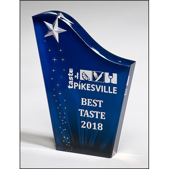 Freestanding Acrylic Award with Etched and Color-Filled Star on Digitally-Printed Constellation Background