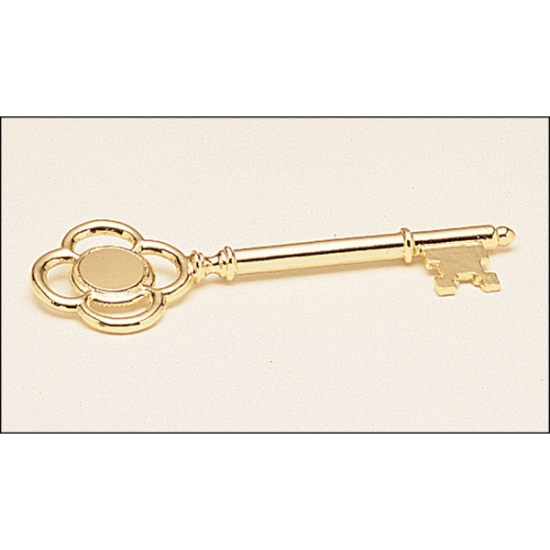 Goldtone plated key with engraving disc.