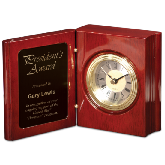 ROSEWOOD PIANO FINISH BOOK CLOCK