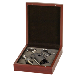 ROSEWOOD FINISH 3 PIECE WINE GIFT SET