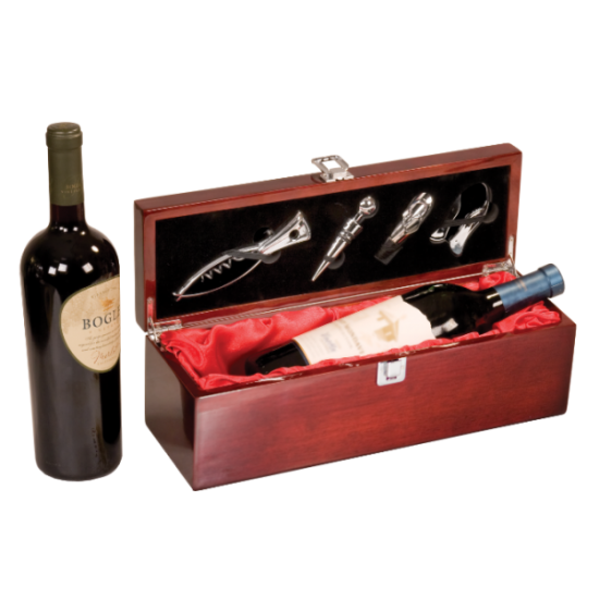 ROSEWOOD PIANO FINISH SINGLE WINE BOX