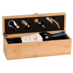 GENUINE BAMBOO SINGLE WINE BOX WITH TOOLS