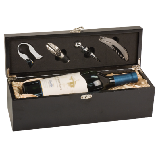 MATTE BLACK FINISH SINGLE WINE BOX WITH TOOLS