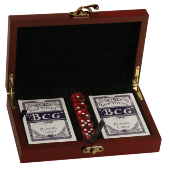 ROSEWOOD FINISH CARD & DICE SET