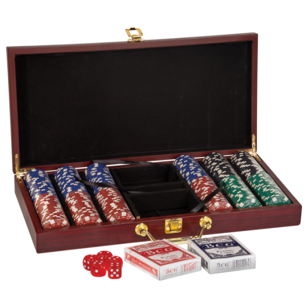 ROSEWOOD FINISH POKER SET