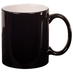 11 OZ BLACK ROUND LASERMUGS