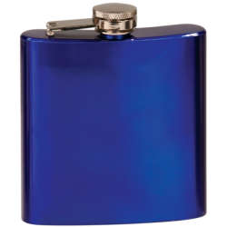 6 OZ GLOSS BLUE STAINLESS STEEL FLASK