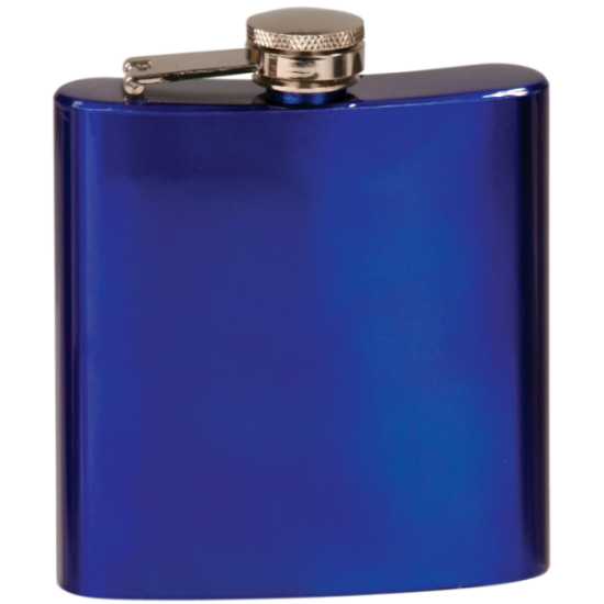 6 OZ GLOSS BLUE STAINLESS STEEL FLASK