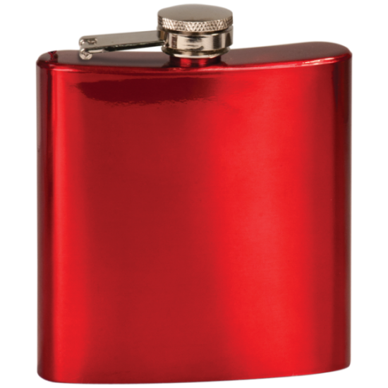 6 OZ GLOSS RED STAINLESS STEEL FLASK