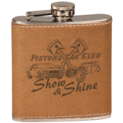 6 OZ LEATHER STAINLESS STEEL FLASK