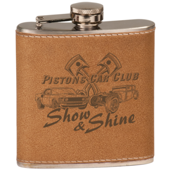 6 OZ LEATHER STAINLESS STEEL FLASK