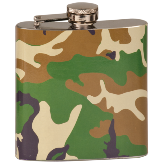 6 OZ CAMOUFLAGE STAINLESS STEEL FLASK
