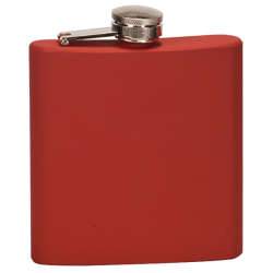 6 OZ MATTE RED STAINLESS STEEL FLASK