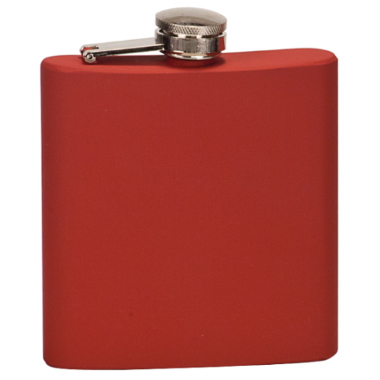 6 OZ MATTE RED STAINLESS STEEL FLASK
