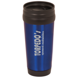 14 OZ BLUE STAINLESS TRAVEL MUG WITHOUT HANDLE