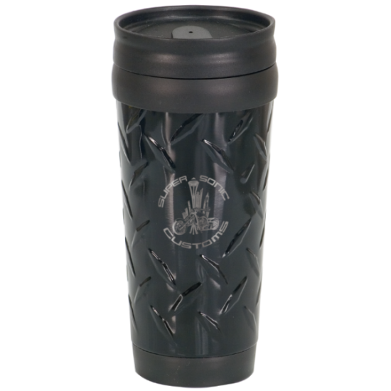 14 OZ BLACK DIAMOND PLATE TRAVEL MUG