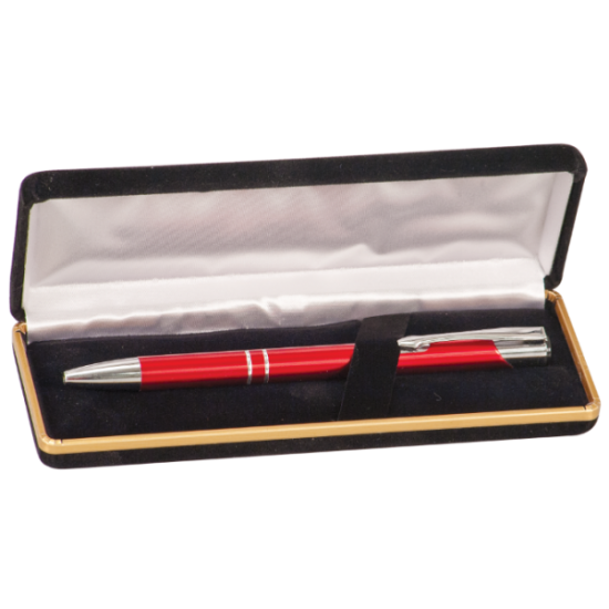 GLOSS RED BALLPOINT PEN & VELVET CASE