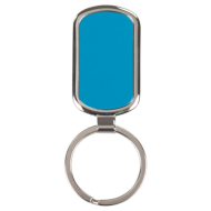 BLUE RECTANGLE LASERABLE METAL KEYCHAIN