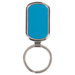 BLUE RECTANGLE LASERABLE METAL KEYCHAIN