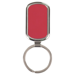 RED RECTANGLE LASERABLE METAL KEYCHAIN