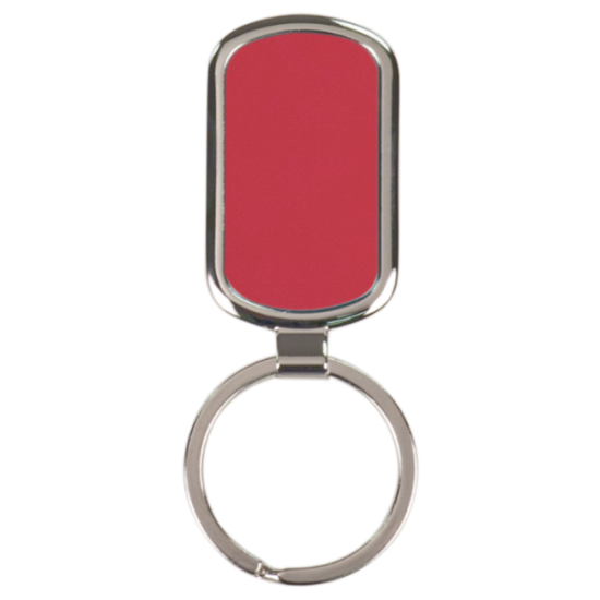 RED RECTANGLE LASERABLE METAL KEYCHAIN