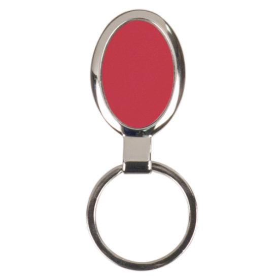 RED OVAL LASERABLE METAL KEYCHAIN