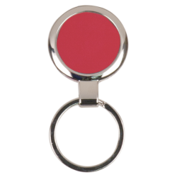 RED ROUND LASERABLE METAL KEYCHAIN