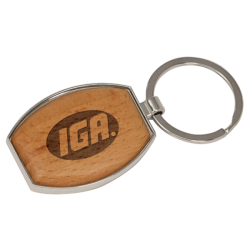 OVAL SILVER/WOOD KEY CHAIN