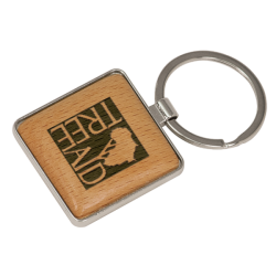 SQUARE SILVER/WOOD KEY CHAINS