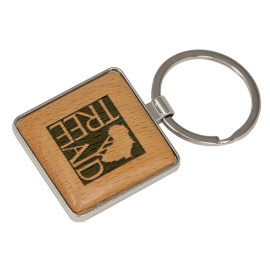 SQUARE SILVER/WOOD KEY CHAINS