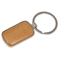 ROUND CORNER SILVER/WOOD KEY CHAINS